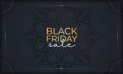 Poster Black friday dark blue with luxurious pattern