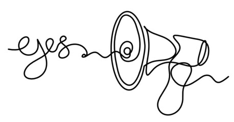 Abstract megaphone as continuous lines drawing on white background. Vector © suns07butterfly