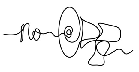 Abstract megaphone as continuous lines drawing on white background. Vector © suns07butterfly
