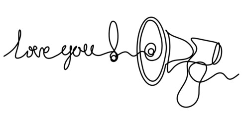 Abstract megaphone as continuous lines drawing on white background. Vector © suns07butterfly