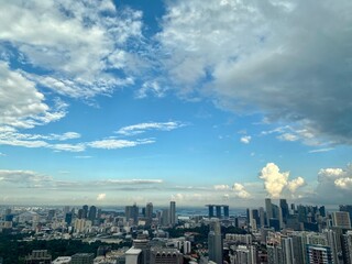 clouds and sunny sky over city