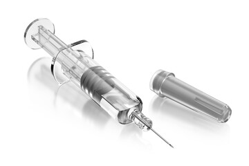 Pre-filled syringe isolated. 3D rendering.