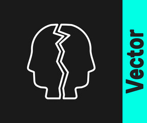 White line Bipolar disorder icon isolated on black background. Vector