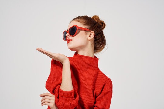 beautiful woman posing fashion isolated background