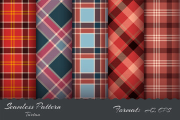 Set retro tartan seamless pattern