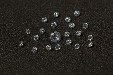 Diamonds on black background. Group of diamonds on a Black background.