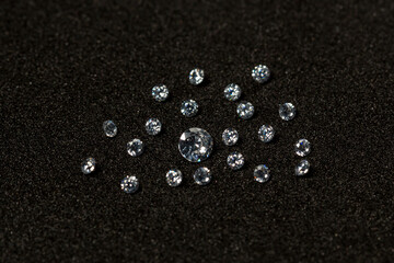 Diamonds on black background. Group of diamonds on a Black background.