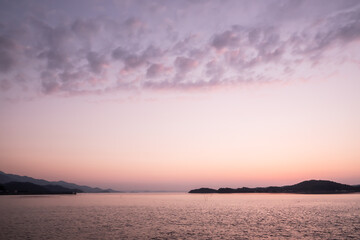 糸島市茜色の夕景