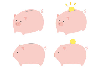 ぶたの貯金箱のイラストセット 収入イメージ