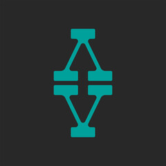 Initials VA or AV logo monogram design typography element turquoise color. Two letters V VV and creative two arrows shape.
