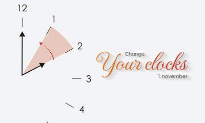 Set the clock to daylight saving time ends. Vector illustration with message