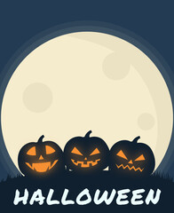 silhouette halloween pumpkins under the moonlight