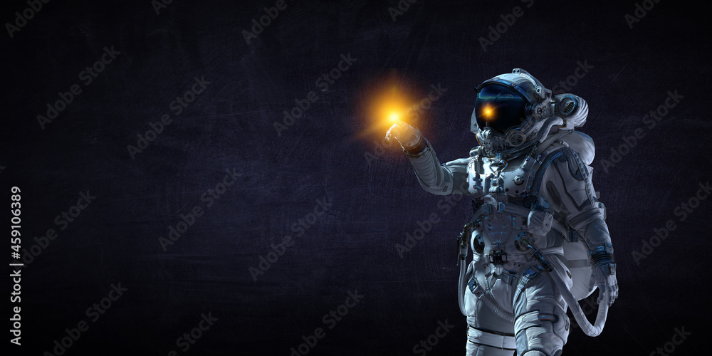 Canvas Prints astronaut at spacewalk . mixed media