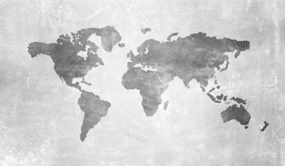 World map image. . Mixed media
