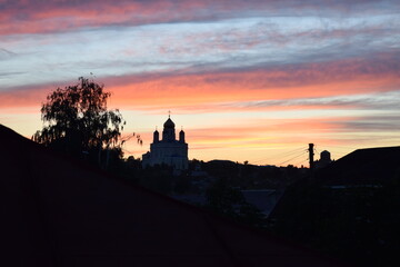 sunset over city castle