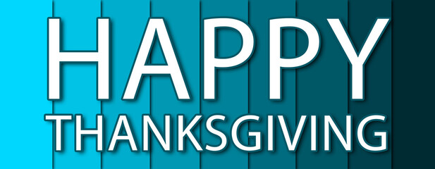 happy thanksgiving - text written on blue striped background