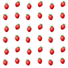 白い背景に赤いイチゴの水玉模様の
シームレスパターン