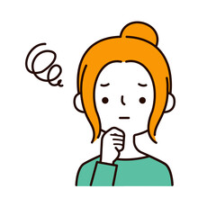 困った表情とポーズ女性の上半身イラストアイコン