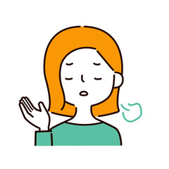 ため息をつく困り顔の女性の上半身イラストアイコン