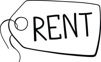 Label rent vector doodle