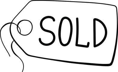 Label sold vector doodle