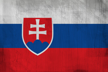 Fototapeta premium Patriotic wooden background in color of Slovakia flag