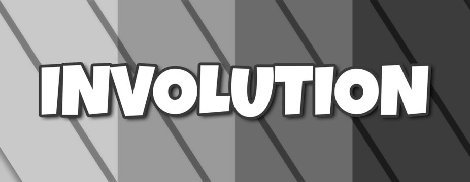 Involution - text written on striped grey background