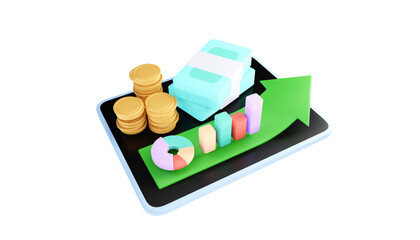 Cashback and money refund icon concept. 3d illustration