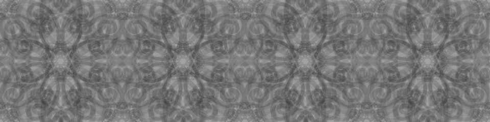 Wide horizontal border - black and white watercolor painting - mandala geometry - hand drawn - vintage decorative banner - Islam, Arabic, Indian, Ottoman motifs - artistic background pattern