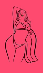 girl bikini pink illustration
