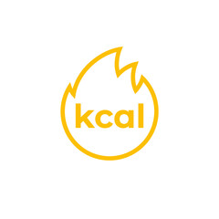 Fototapeta na wymiar kcal icon, kilocalorie and fat burning