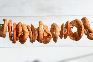 Dried apples on a rope, Harvesting for the winter