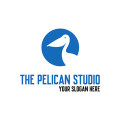 pelican modern logo illustration vector, Vector Logo Illustration Pelican Silhouette Style.