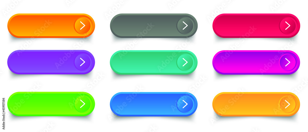 Poster web buttons flat design template with color gradient and thin line outline style. vector isolated re