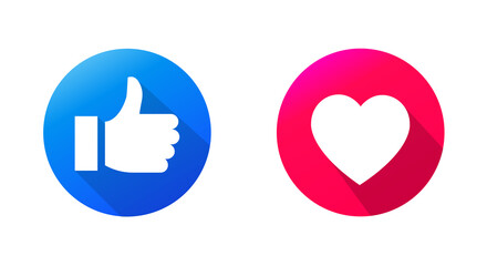 Heart icon, love icon and thumb up of Empathetic Emoji Reactions, printed on paper. Vector social media Illustration