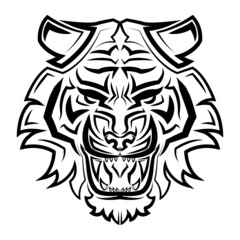 Black and white line art of tiger head Good use for symbol mascot icon avatar tattoo T Shirt design logo or any design.