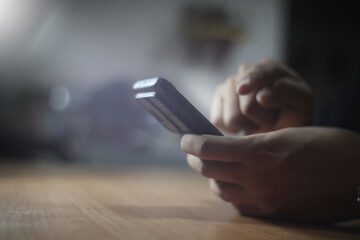 Young man using smart phone,Social media concept.