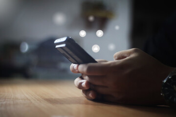 Young man using smart phone,Social media concept.