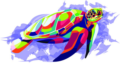 Colorful Turtle pop art  illustration