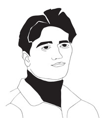 Vecor illustration with male character. Outline drawing.