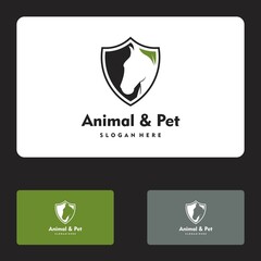 Animal pet care Hourse and protect leaf logo vector icon illustration design