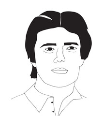 Vecor illustration with male character. Outline drawing.