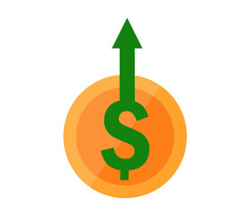 Dollar rate increase line icon. Money symbol with arrow up. rising prices. Business cost sales icon. vector drawing
