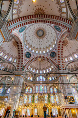 Fototapeta na wymiar Interior view of Fatih Mosque on 1 January 2021, istanbul, Turkey