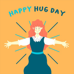 Happy Hug Day girl receive with open arm illustration 