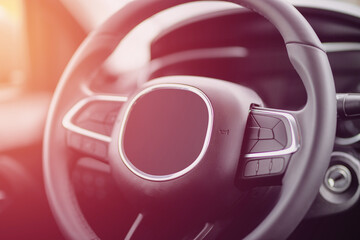 Steering wheel. Car control concept. Surrendering your driving license, new drivers on the road.