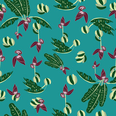 Tropical Eden banana blossom seamless vector pattern 