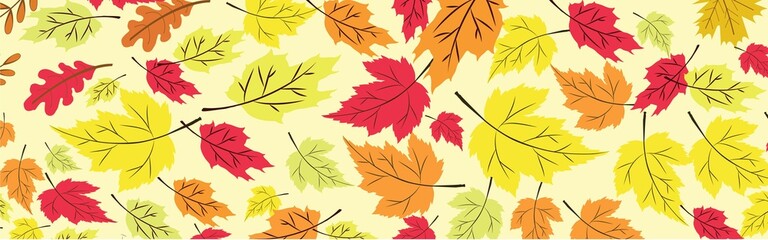 Fototapeta na wymiar Autumn leaves. Seamless pattern. Vector yellow and orange leaf. Scrapbook, gift wrapping paper, textiles. Hello, october. Color 