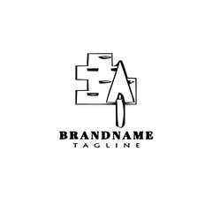 construction worker brick layer cartoon logo icon design template black isolated vector illustration