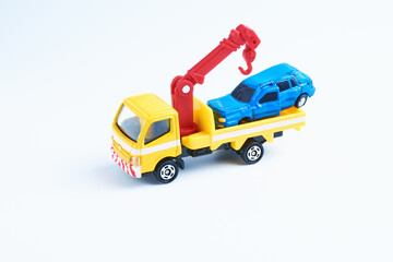 crane truck and car